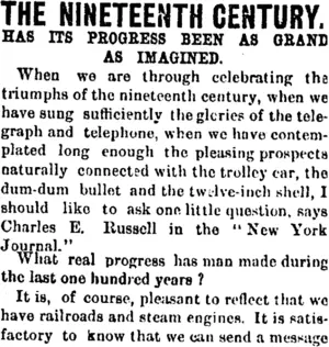 THE NINETEENTH CENTURY. (Mataura Ensign 10-1-1901)