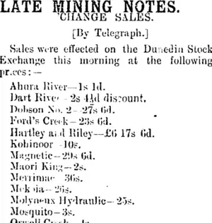 LATE MINING NOTES. (Mataura Ensign 10-1-1901)