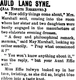 AULD LANG SYNE. (Mataura Ensign 24-1-1901)