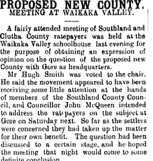 PROPOSED NEW COUNTY. (Mataura Ensign 14-8-1902)