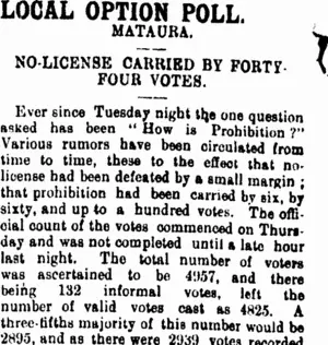 LOCAL OPTION POLL. (Mataura Ensign 29-11-1902)