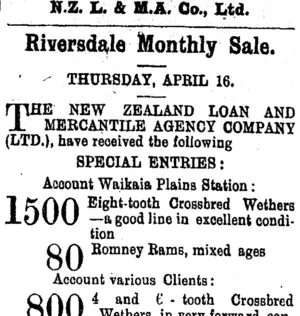 Page 3 Advertisements Column 5 (Mataura Ensign 14-4-1903)