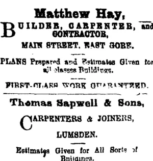 Page 1 Advertisements Column 1 (Mataura Ensign 2-5-1905)