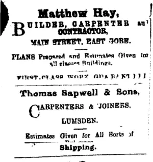 Page 1 Advertisements Column 1 (Mataura Ensign 1-6-1905)