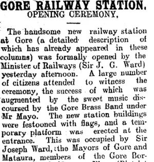 GORE RAILWAY STATION. (Mataura Ensign 8-8-1905)