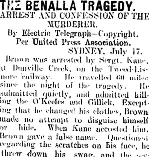 THE BENALLA TRAGEDY. (Mataura Ensign 18-7-1906)