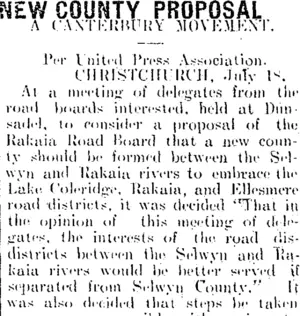 NEW COUNTY PROPOSAL. (Mataura Ensign 18-7-1906)