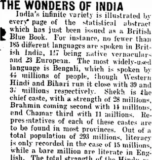 THE WONDERS OF INDIA. (Mataura Ensign 12-12-1906)