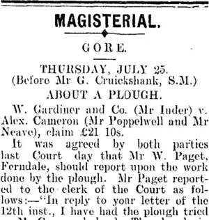 MAGISTERIAL. (Mataura Ensign 26-7-1907)