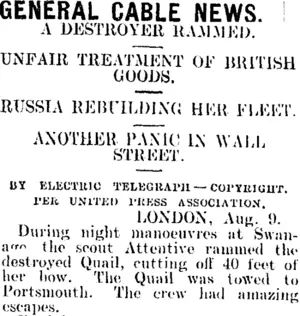 GENERAL CABLE NEWS. (Mataura Ensign 9-8-1907)