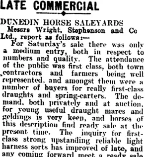 LATE COMMERCIAL. (Mataura Ensign 23-9-1907)