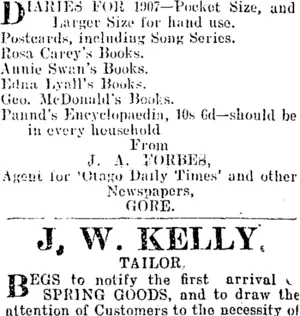 Page 3 Advertisements Column 3 (Mataura Ensign 19-2-1907)