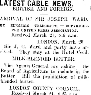 LATEST CABLE NEWS. (Mataura Ensign 21-3-1907)