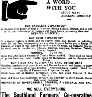 Page 4 Advertisements Column 6 (Mataura Ensign 15-11-1907)