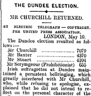THE DUNDEE ELECTION. (Mataura Ensign 11-5-1908)