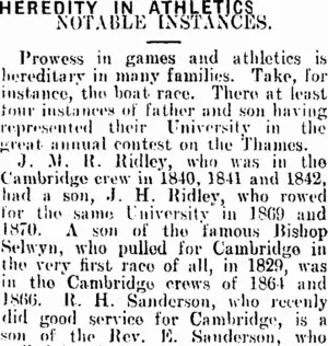 HEREDITY IN ATHLETICS. (Mataura Ensign 17-6-1908)