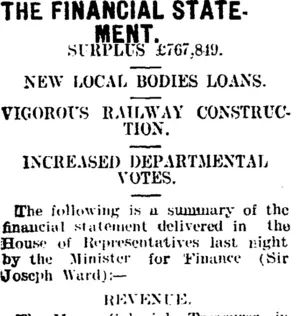 THE FINANCIAL STATEMENT. (Mataura Ensign 8-7-1908)