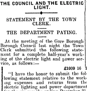 THE COUNCIL AND THE ELECTRIC LIGHT. (Mataura Ensign 25-2-1908)