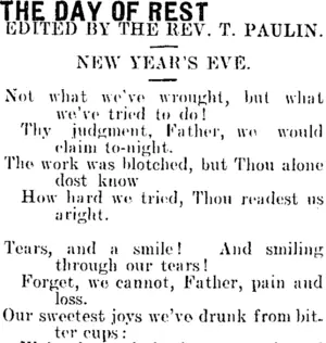 THE DAY OF REST. (Mataura Ensign 7-3-1908)