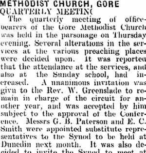 METHODIST CHURCH, GORE. (Mataura Ensign 10-10-1908)