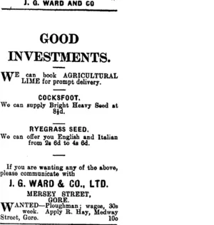 Page 3 Advertisements Column 7 (Mataura Ensign 12-10-1908)