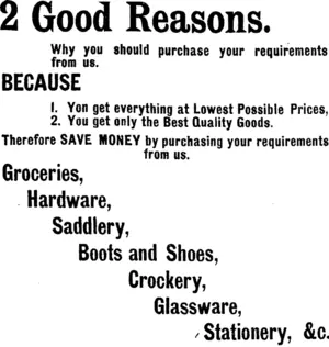 Page 4 Advertisements Column 1 (Mataura Ensign 15-10-1908)