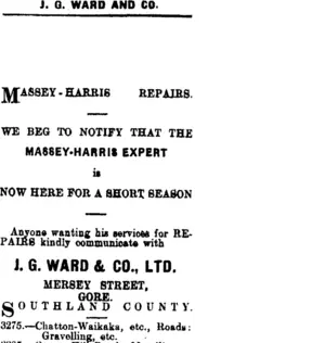 Page 3 Advertisements Column 7 (Mataura Ensign 12-11-1908)