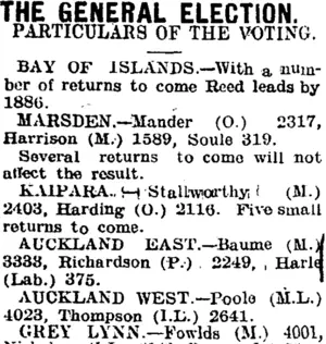 THE GENERAL ELECTION. (Mataura Ensign 18-11-1908)