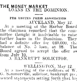 THE MONEY MARKET. (Mataura Ensign 12-5-1909)