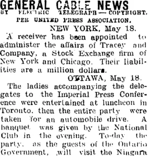 GENERAL CABLE NEWS. (Mataura Ensign 19-5-1909)