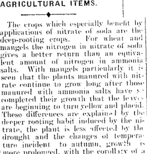 AGRICULTURAL ITEMS. (Mataura Ensign 16-8-1909)