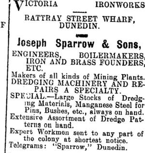 Page 1 Advertisements Column 4 (Mataura Ensign 4-1-1909)