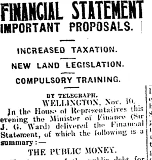 FINANCIAL STATEMENT (Mataura Ensign 11-11-1909)