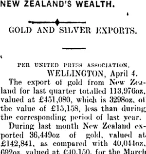 NEW ZEALAND'S WEALTH. (Mataura Ensign 4-4-1910)
