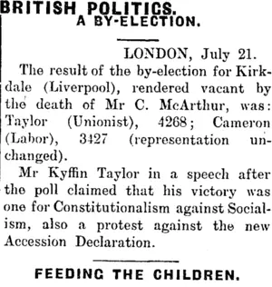 BRITISH POLITICS. (Mataura Ensign 22-7-1910)