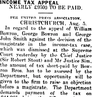 INCOME TAX APPEAL. (Mataura Ensign 5-8-1910)