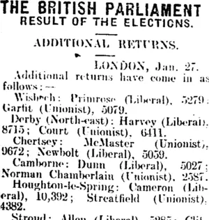 THE BRITISH PARLIAMENT. (Mataura Ensign 29-1-1910)