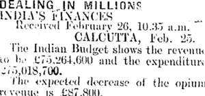 DEALING IN MILLIONS. (Mataura Ensign 26-2-1910)