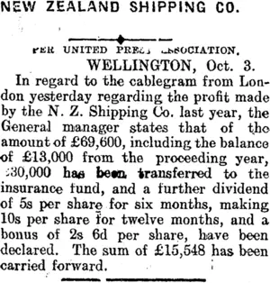 NEW ZEALAND SHIPPING CO. (Mataura Ensign 4-10-1910)