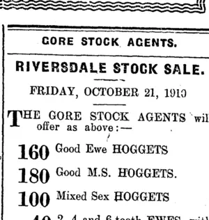 Page 8 Advertisements Column 3 (Mataura Ensign 20-10-1910)