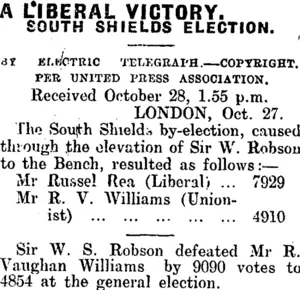 A LIBERAL VICTORY. (Mataura Ensign 28-10-1910)