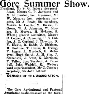 Gore Summer Show. (Mataura Ensign 7-12-1910)