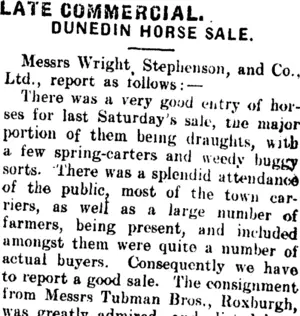 LATE COMMERCIAL. (Mataura Ensign 10-4-1911)