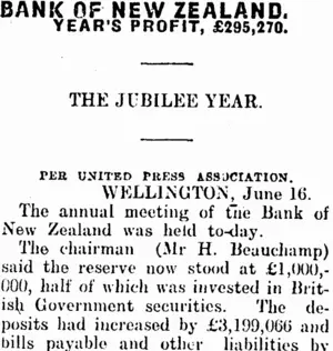 BANK OF NEW ZEALAND. (Mataura Ensign 16-6-1911)