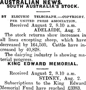 AUSTRALIAN NEWS. (Mataura Ensign 2-8-1911)