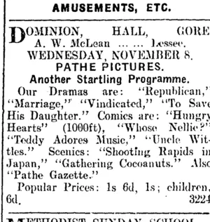 Page 1 Advertisements Column 5 (Mataura Ensign 7-11-1911)