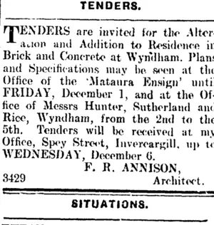 Page 1 Advertisements Column 6 (Mataura Ensign 28-11-1911)