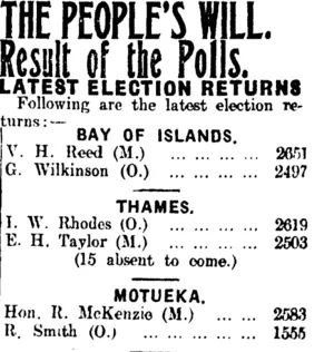 THE PEOPLE'S WILL. (Mataura Ensign 9-12-1911)