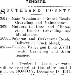 Page 1 Advertisements Column 4 (Mataura Ensign 14-12-1911)