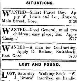 Page 1 Advertisements Column 6 (Mataura Ensign 19-12-1911)
